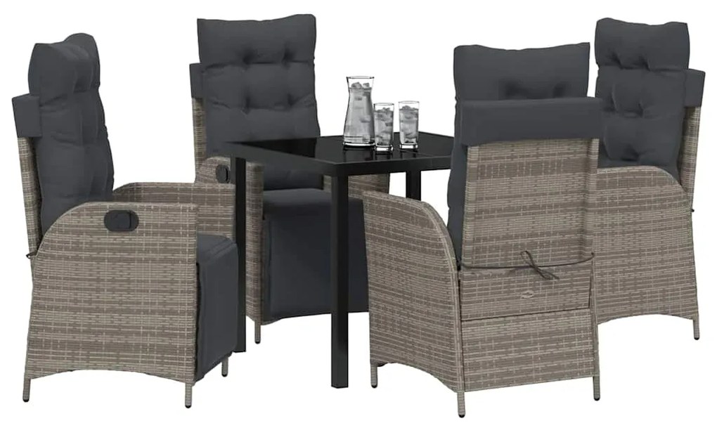 Conjunto de Jantar de Jardim com 5 Peças Cinza Rattan