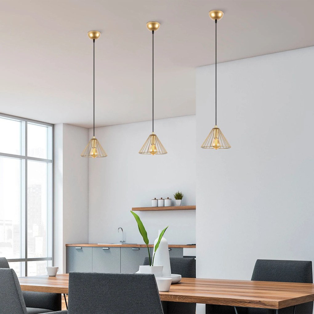 Chandelier Soylu – Dourado Brilhante – 20 x 20 x 117 cm