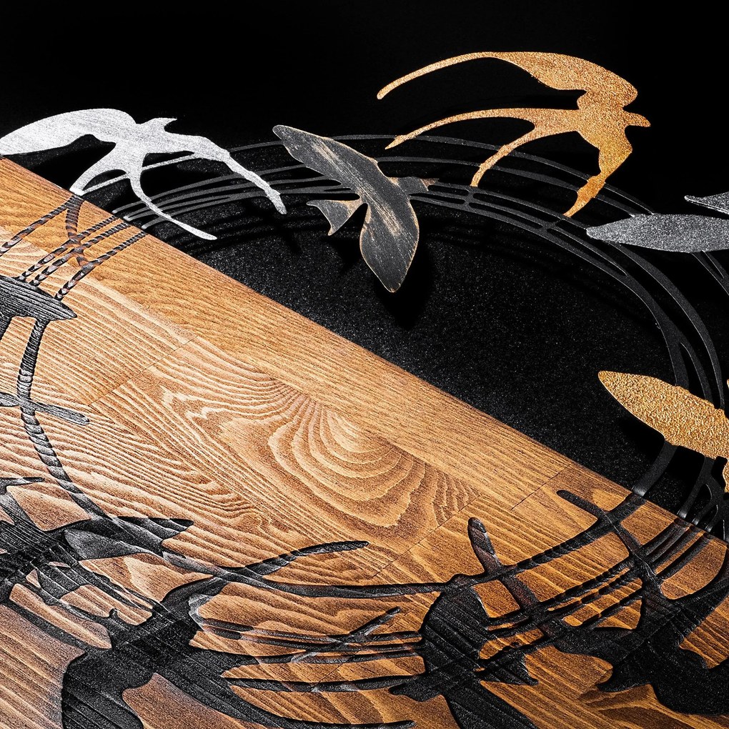 Acessório Decorativo de Parede Spiral Birds – Nogueira e Preto – 58 x