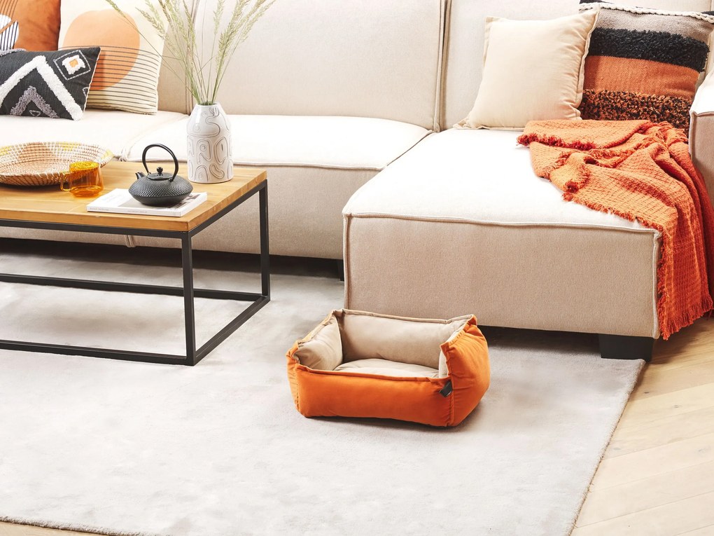 Cama de animal em veludo laranja e creme 50 x 35 cm IZMIR Beliani