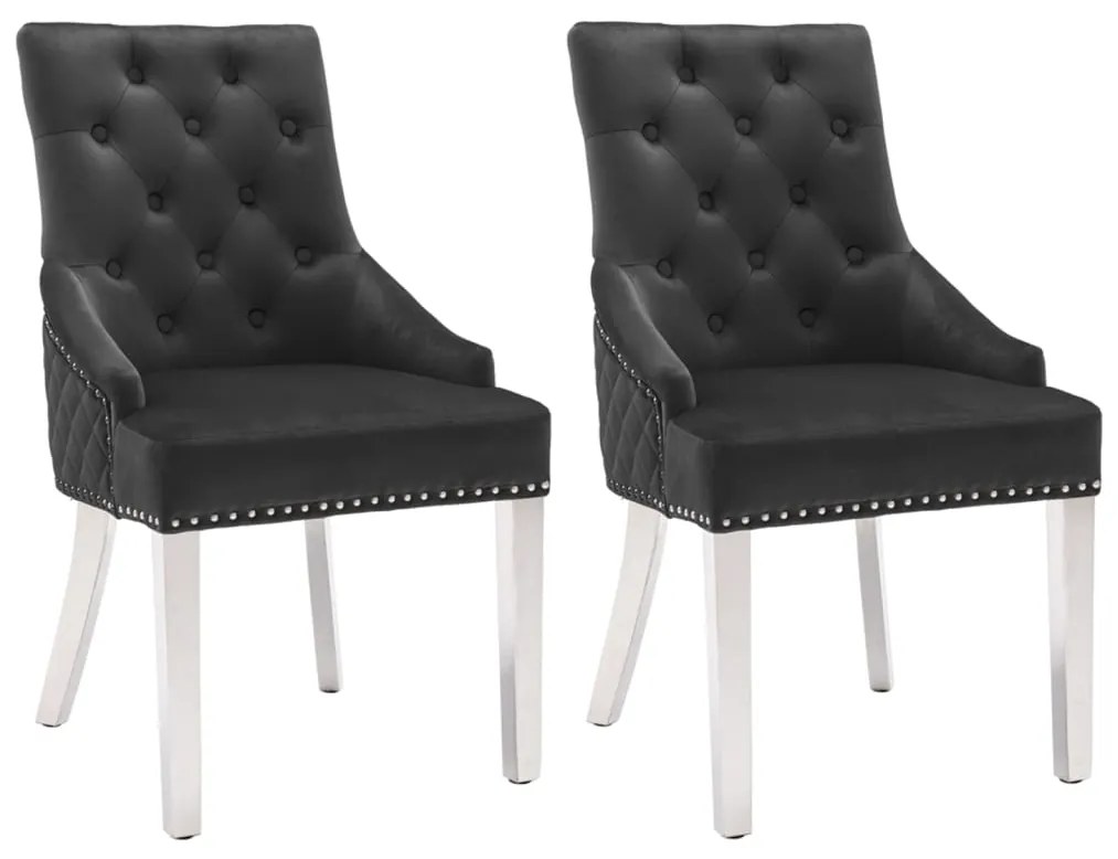 vidaXL Cadeiras de jantar 2 pcs veludo preto