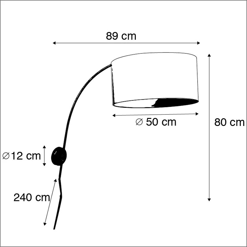 Candeeiro de parede em arco de aço com abajur azul 50/50/25 ajustável Moderno