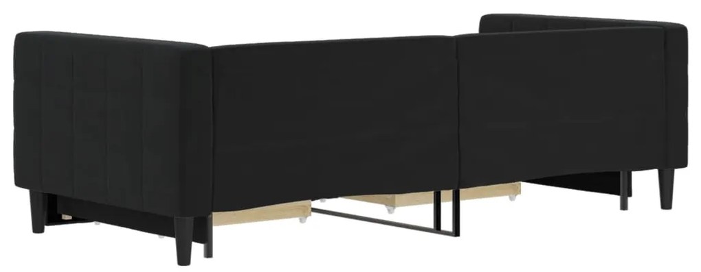 Sofá-cama com gavetão e gavetas 90x200 cm veludo preto
