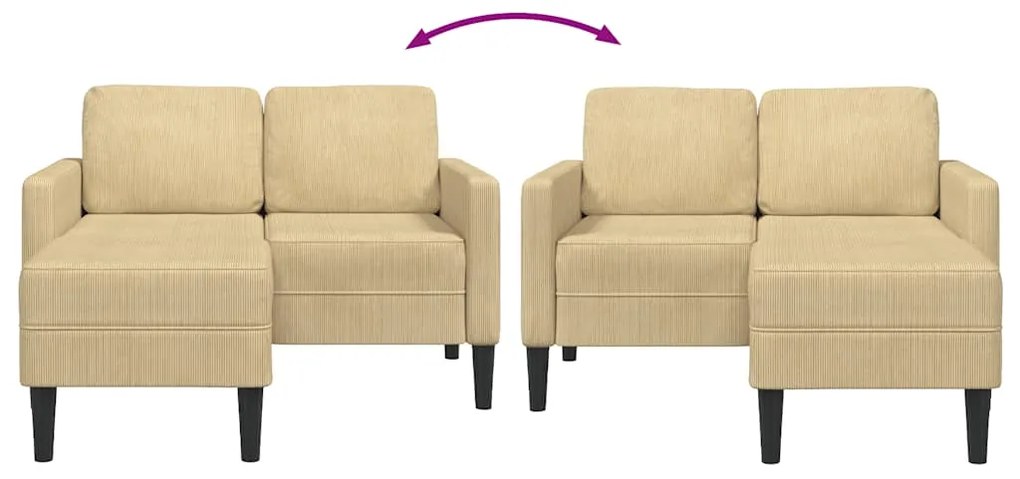 Sofá 2 lugares com Chaise em L 125cm linho verde cinzento
