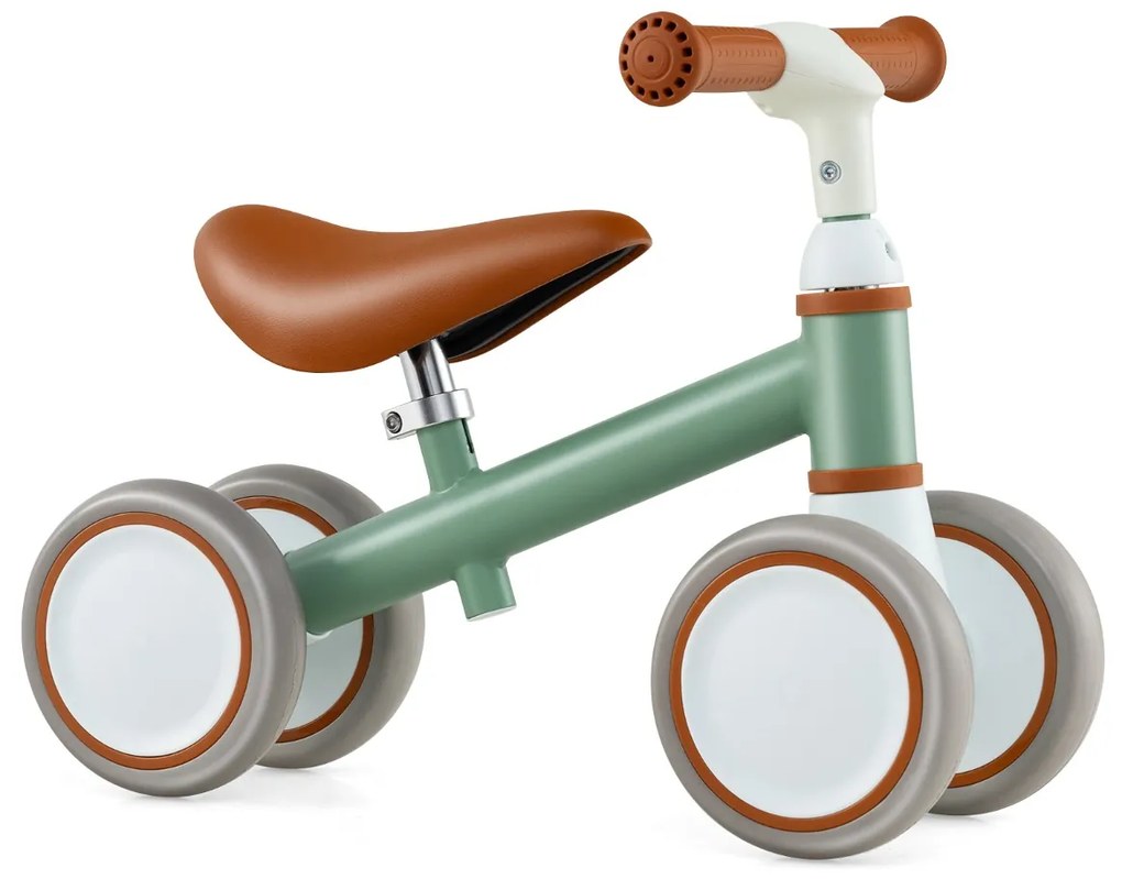 Bicicleta de equilíbrio para bebés de 1 a 3 anos com guiador e assento ajustáveis Brinquedo sem pedais para passear Verde