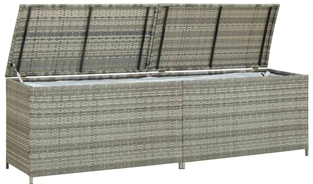 Caixa de arrumação para jardim 200x50x60 cm vime PE cinzento