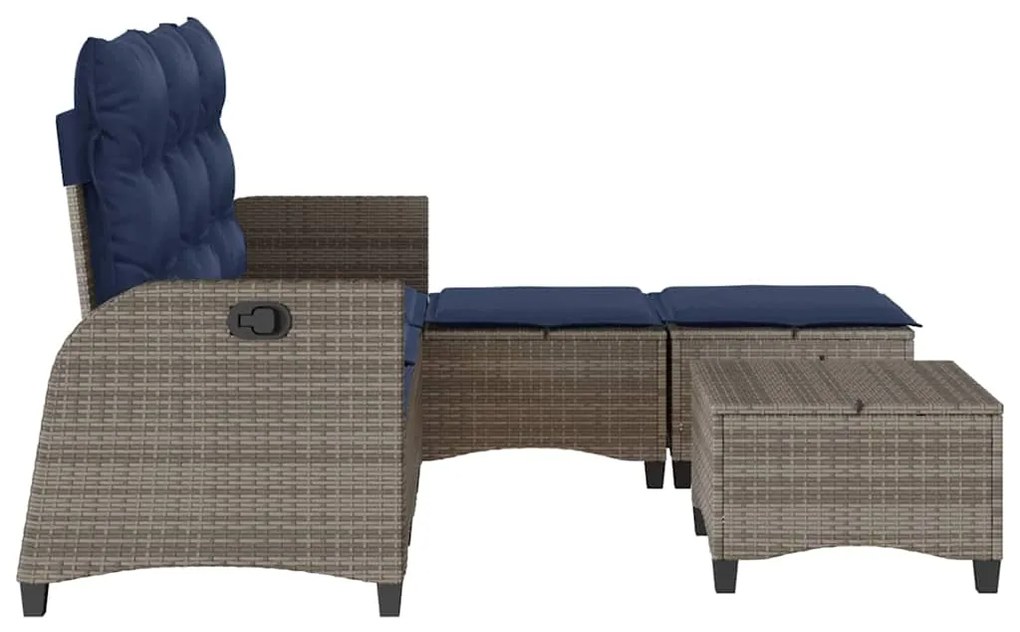 3 pcs conjunto sofás de jardim com almofadões em L vime PE