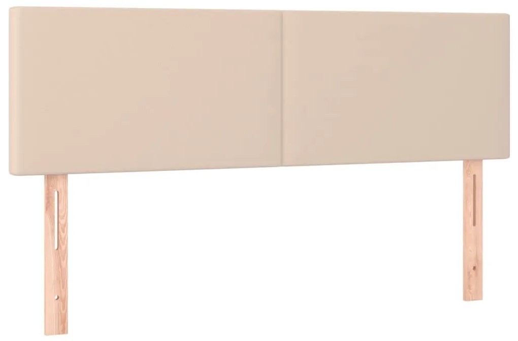 Cama box spring c/colchão/LED 140x200cm couro artif. cappuccino