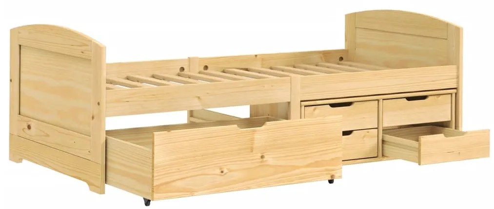 Sofá-cama com 5 gavetas 90x200 cm madeira de pinho maciça IRUN