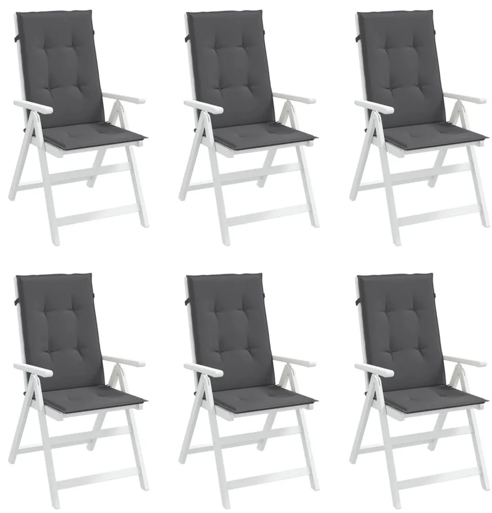 Almofadões para cadeiras altas de jardim 6 pcs tecido antracite