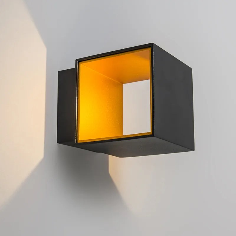 Candeeiro de parede design preto / dourado incl. LED - Caja Design,Industrial,Moderno