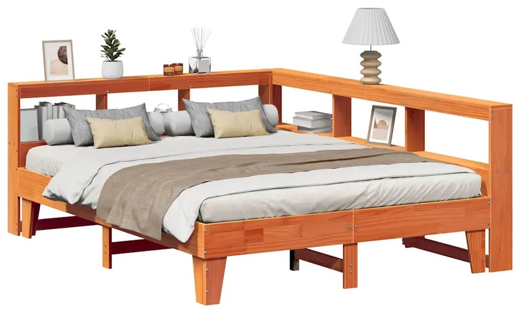 Cama com estante sem colchão 150x200 cm pinho maciço