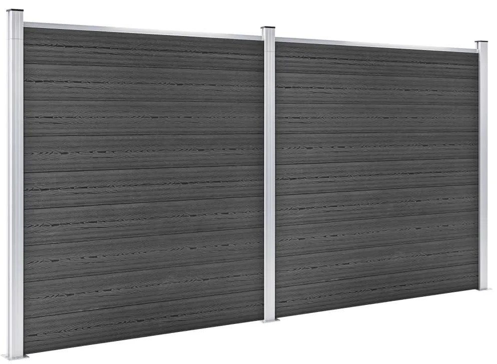 Conjunto de painel de vedação WPC 353x186 cm preto
