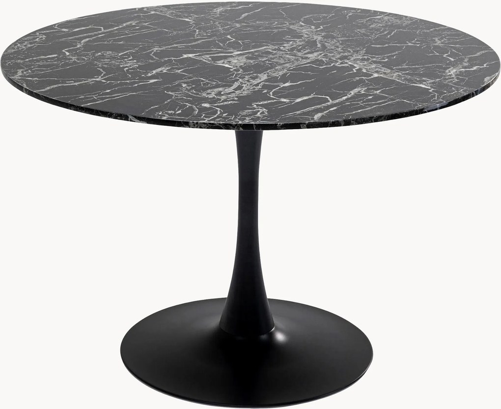 Mesa de jantar redonda com tampo com aspeto de mármore Veneto, Ø 110 cm