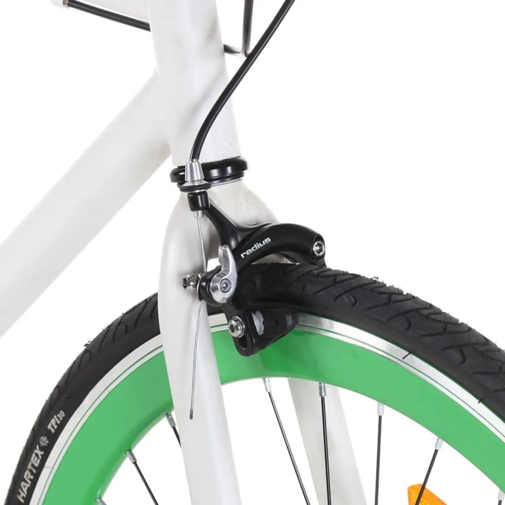 Bicicleta de mudanças fixas 700c 51 cm branco e verde