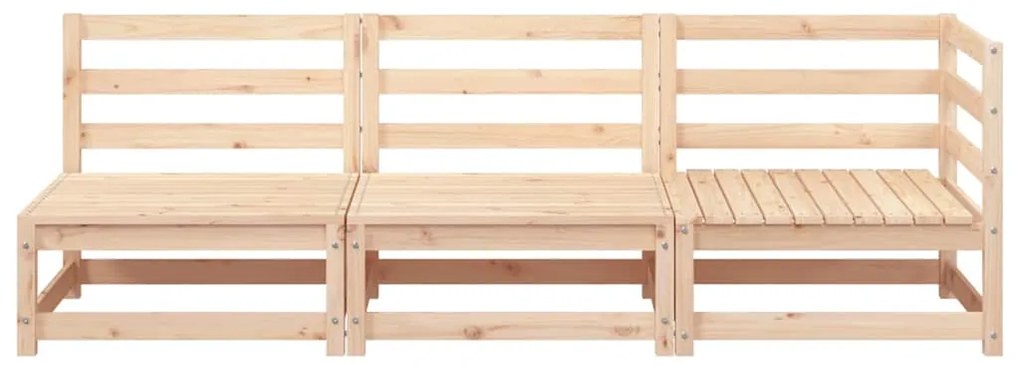 Sofá de 3 lugares para jardim madeira de pinho maciça