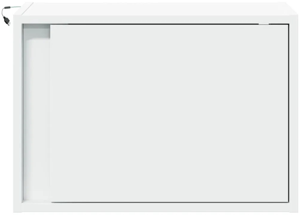 Mesas de cabeceira de parede com luzes LED 2 pcs branco