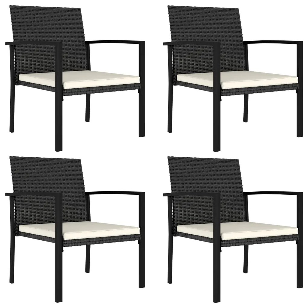 315111 vidaXL Cadeiras de jantar para jardim 4 pcs vime PE preto