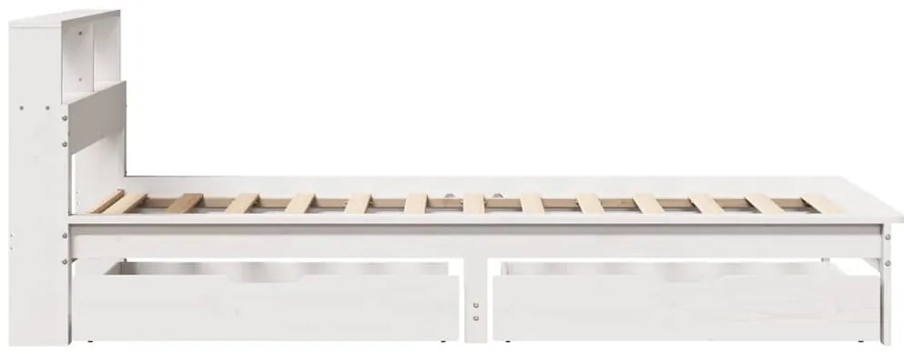 Cama com estante sem colchão 90x190 cm pinho maciço branco