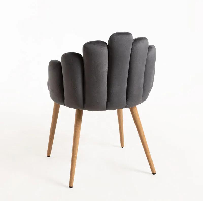 Cadeira Flew em Veludo - Cinzento Escuro - Design Nórdico