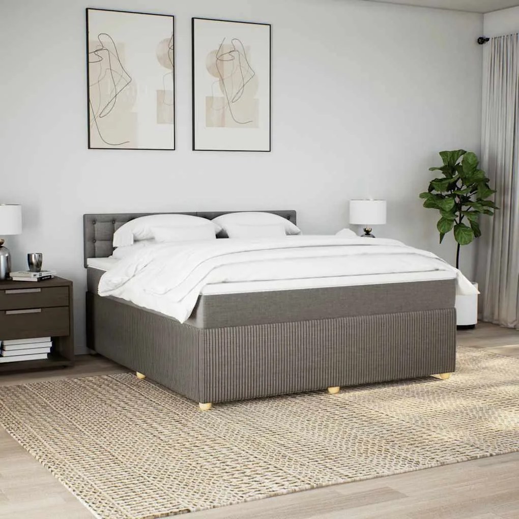 Cama com molas/colchão 180x200 cm tecido castanho-acinzentado