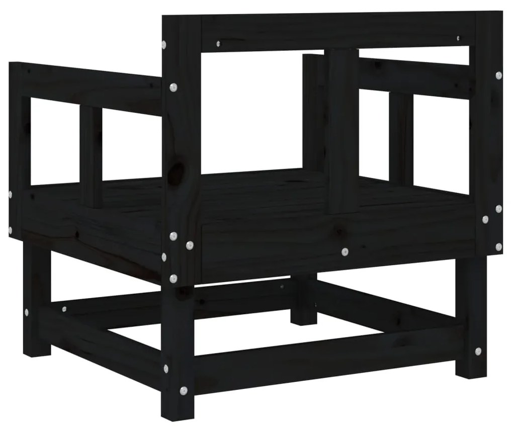 Cadeiras de jardim 2 pcs madeira de pinho maciça preto