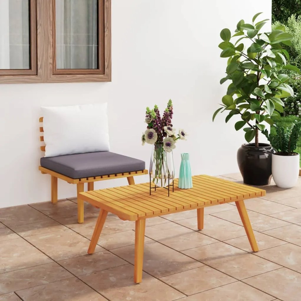 vidaXL 2 pcs conjunto lounge de jardim c/ almofadões acácia maciça
