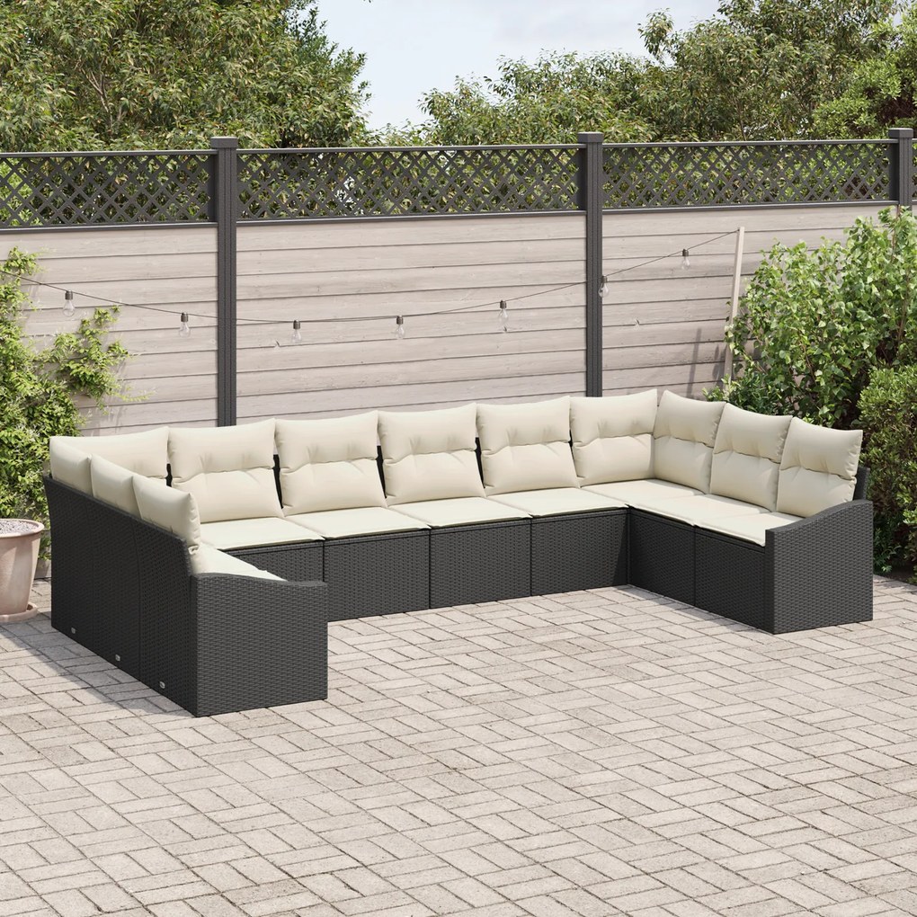 Conjunto de Jantar para Jardim com 10 Peças e Almofadas em Rattan Pret
