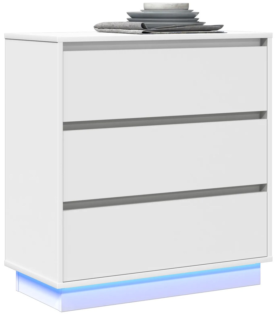 Criado-mudo vidaXL com LED Branco 71x34,5x75 cm Madeira de engenharia