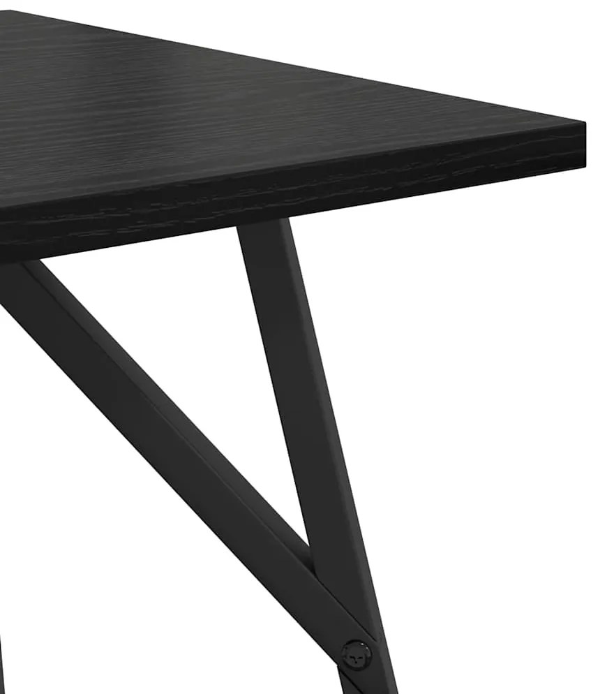 Conjunto de Mesas de Apoio 2 pcs em Madeira de Carvalho Preta e Metal