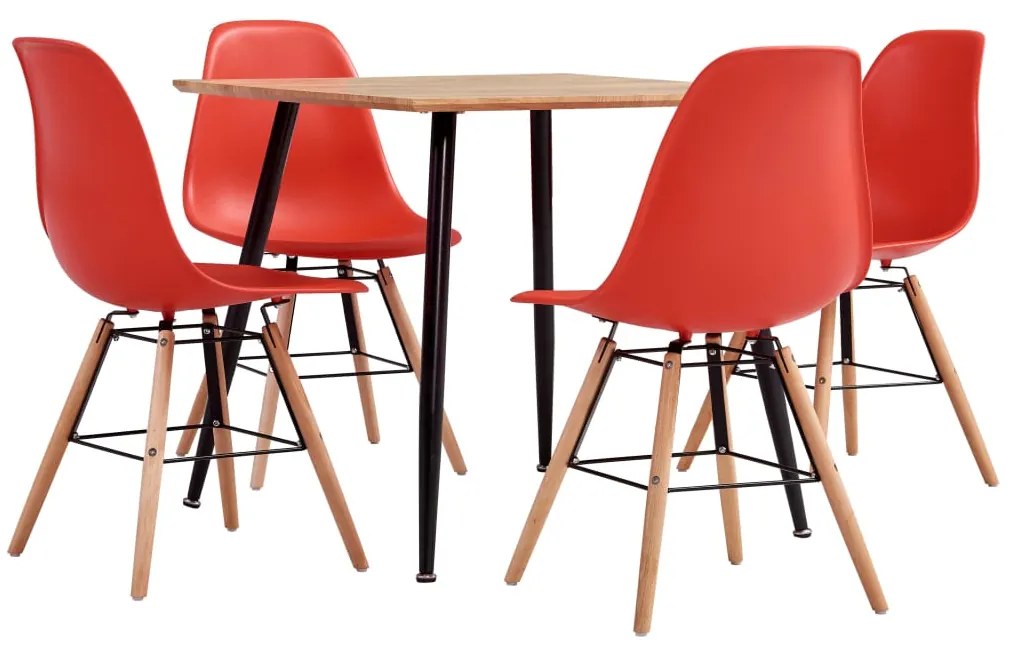 vidaXL 5 pcs conjunto de jantar plástico vermelho