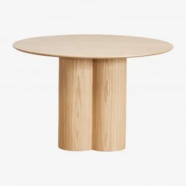 Mesa De Jantar Redonda Ø120 Cm Em Chapa E Mdf Athena Folheado A Freixo - Sklum