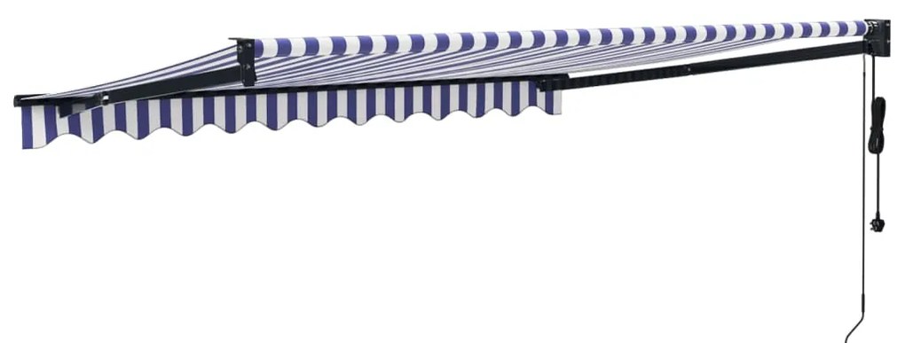 Toldo retrátil 3,5x2,5 m tecido e alumínio azul e branco