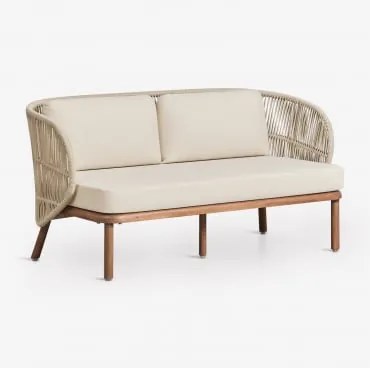 Sofá De 2 Lugares Em Madeira De Acácia E Corda Trançada Capri Beige Creme - Sklum