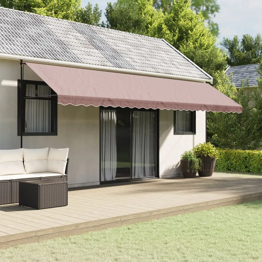 vidaXL Tecido substituição para sanefa de toldo 6 m riscas castanho