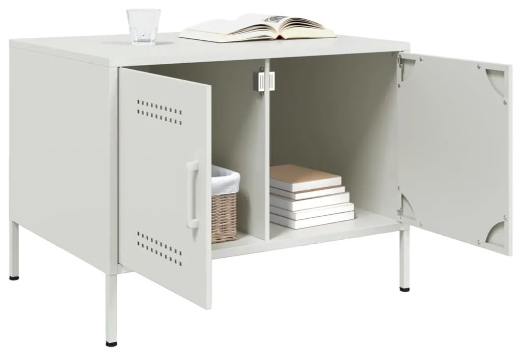 Mesa de centro 68x50x50,5 cm aço branco