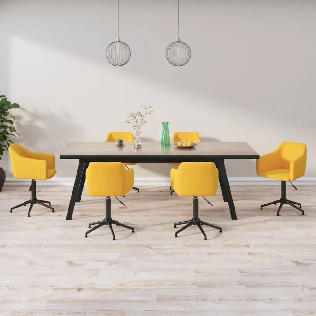 vidaXL Cadeiras de jantar giratórias 6 pcs veludo amarelo