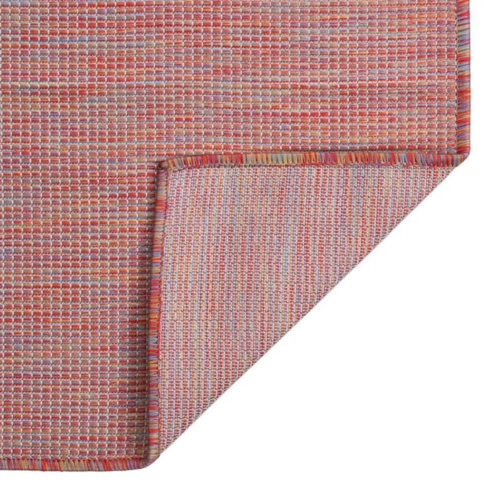Tapete de tecido plano para exterior 120x170 cm vermelho