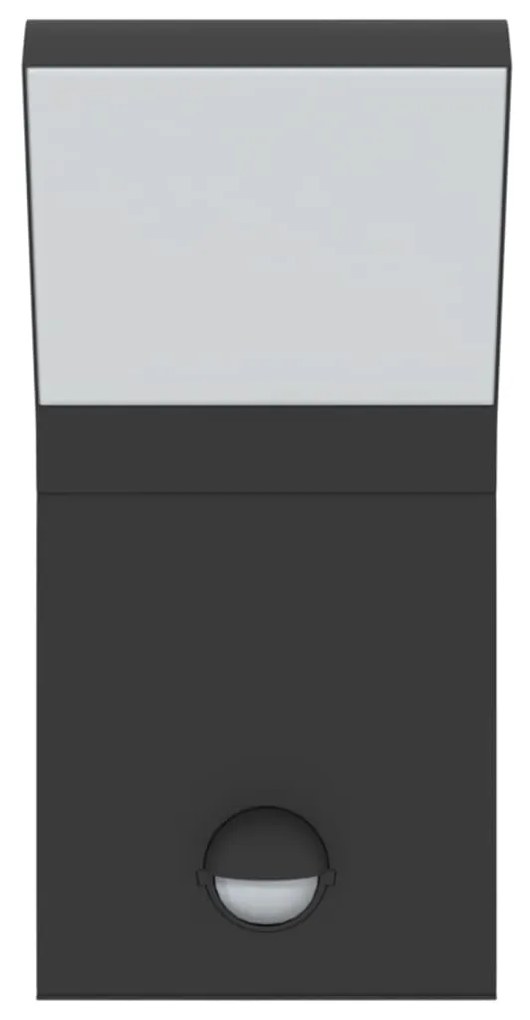 Candeeiros parede LED exterior c/ sensor 2 pcs alumínio preto