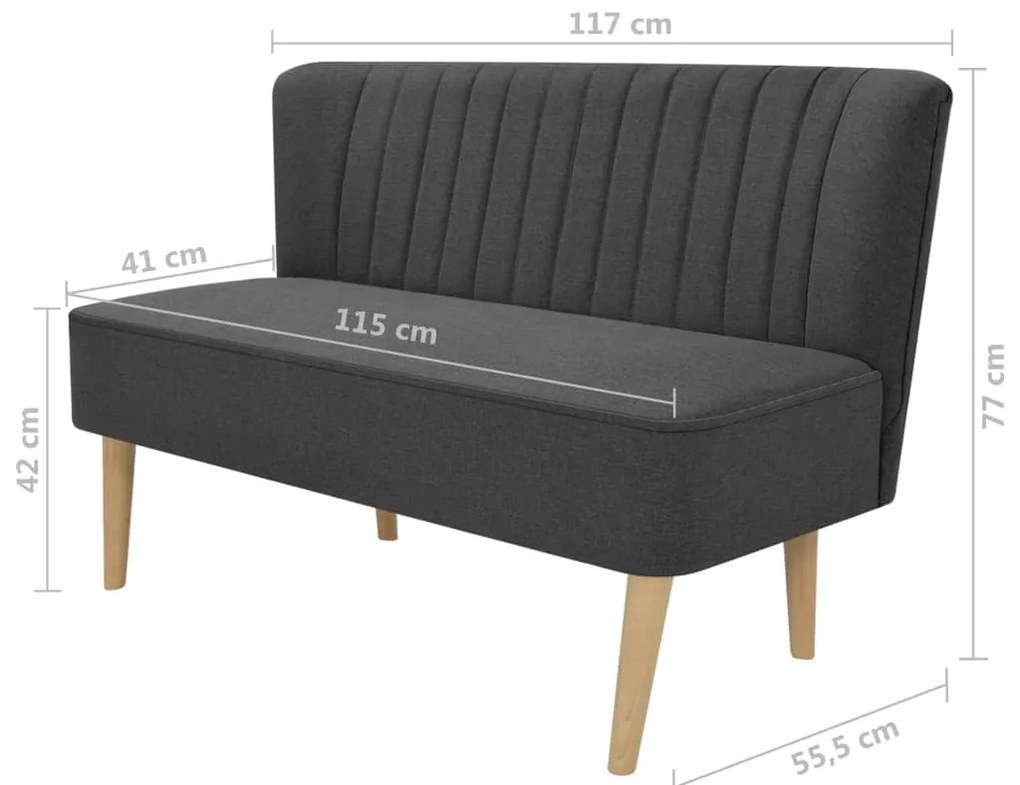 Sofá tecido 117x55,5x77 cinzento-escuro