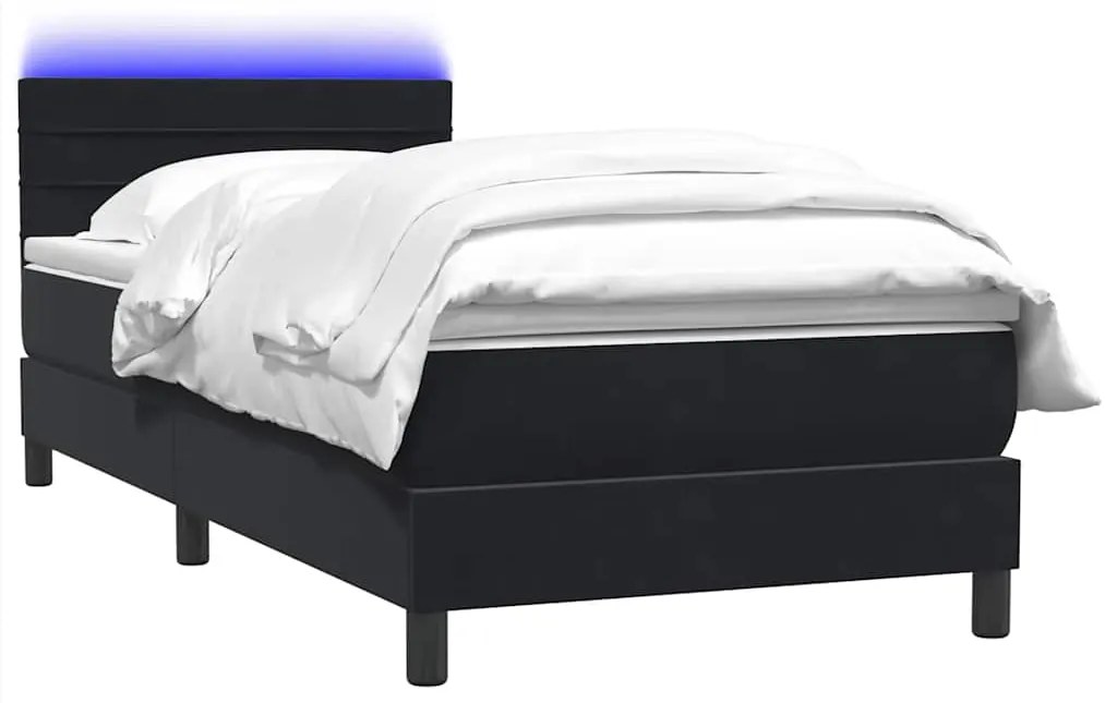 Cama box spring com colchão 90x210 cm veludo preto