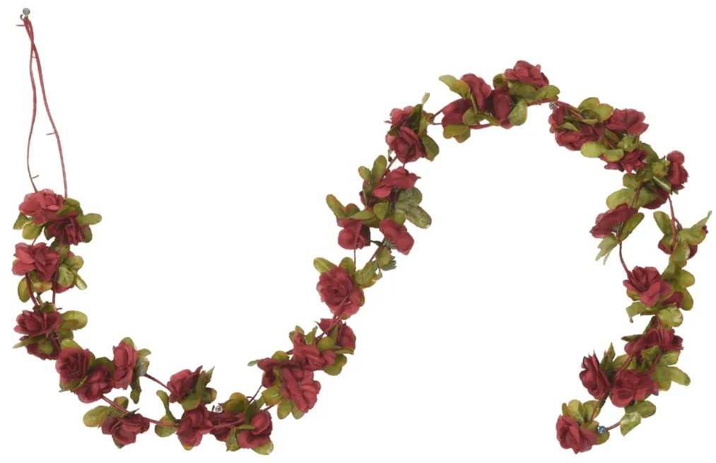 Grinaldas de flores de Natal 6 pcs 250 cm vermelho-tinto