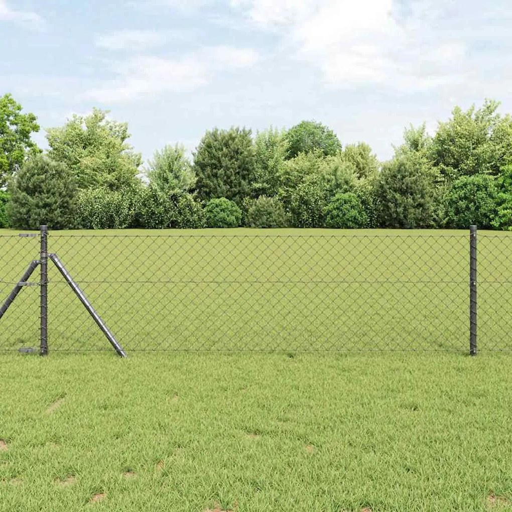 vidaXL Conjunto de Postes de Cerca Cinzeto 0.6 x 10 m Aço Galvanizado