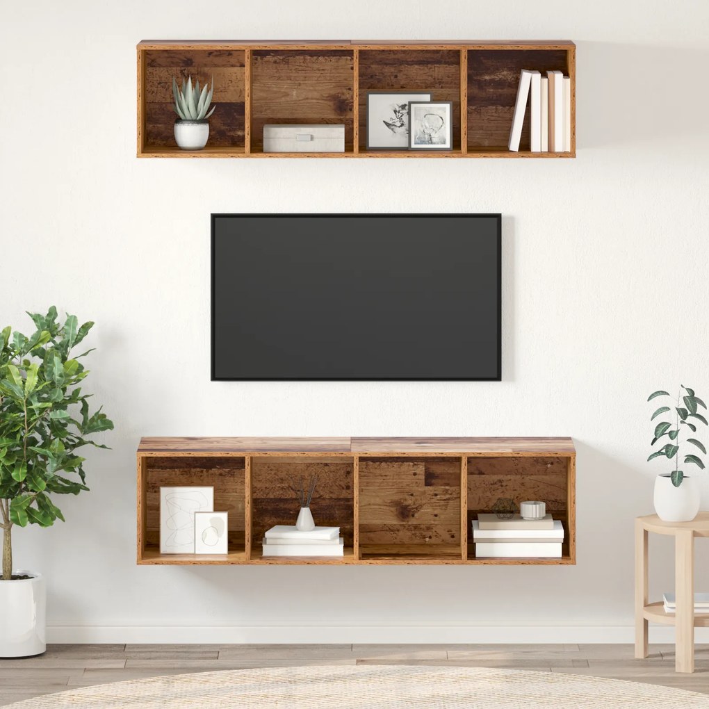 vidaXL Conjunto de móvel de TV 2 pcs Madeira antiga 37 x 37 x 142.5 cm