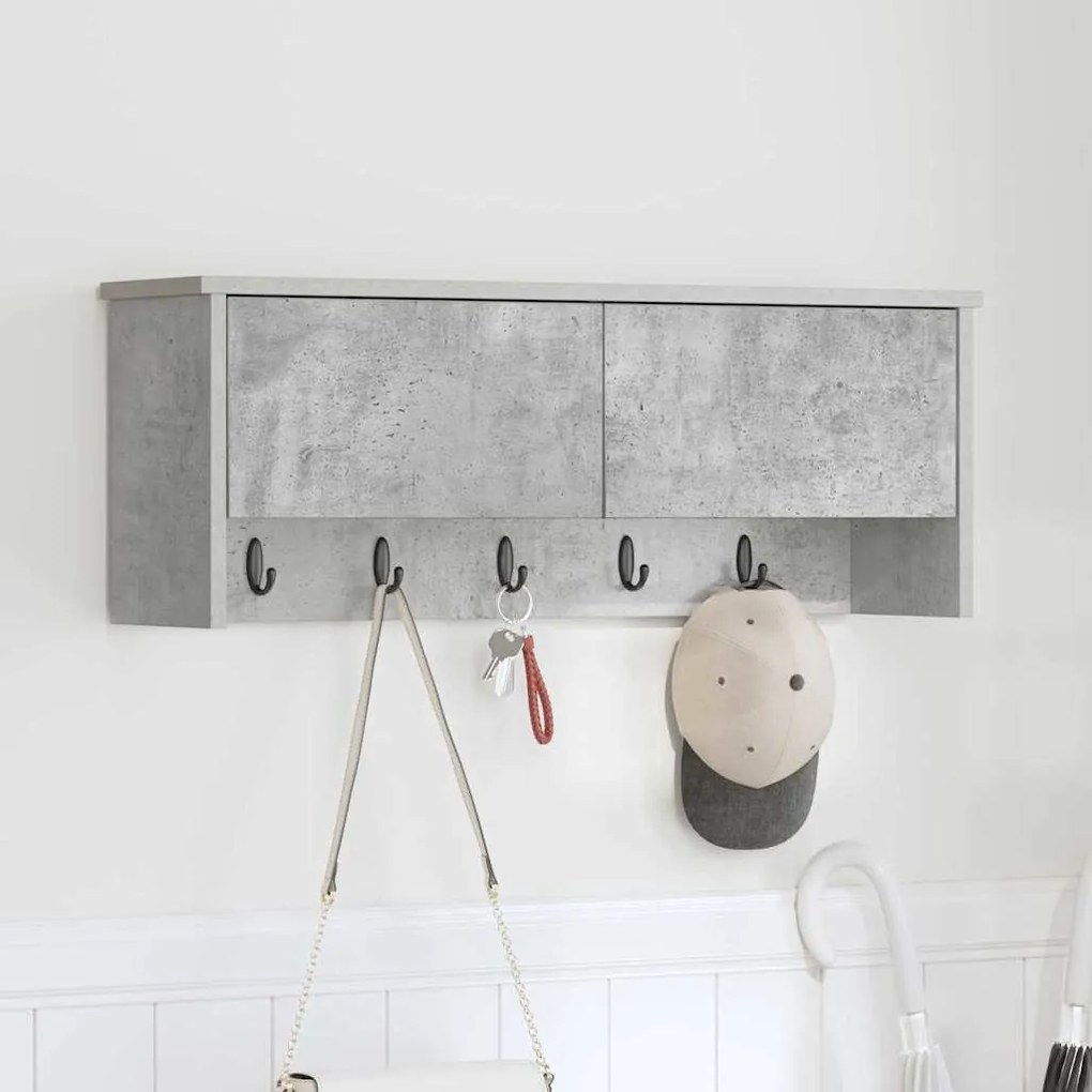 vidaXL Cabideiro de Parede com porta Cinzento cimento 80 x 20 x 30 cm