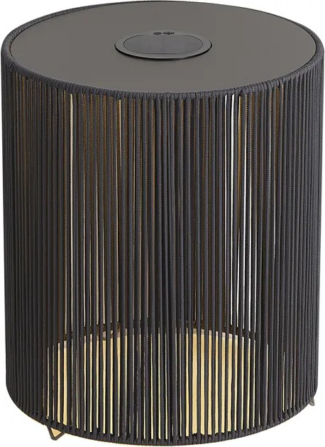 Candeeiro de Mesa Exterior Moderno Cinzento Escuro Incl. LED Recarregável e Solar IP54 - Rope