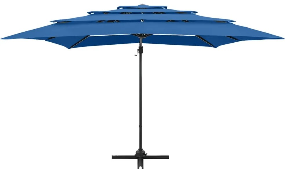 Guarda-sol 4 camadas com poste alumínio 250x250 cm azul ciano
