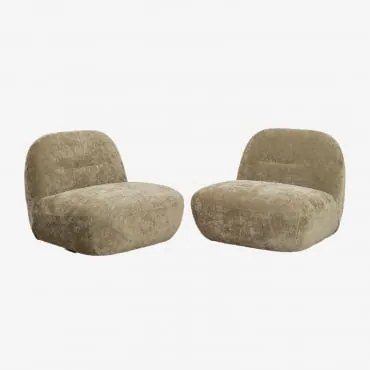 Pack De 2 Poltronas Giratórias Em Chenille Sernin Chenille Verde Sálvia - Sklum