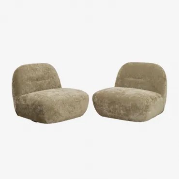 Pacote De 2 Poltronas Giratórias De Chenille Sernin Chenille Verde Sálvia - Sklum