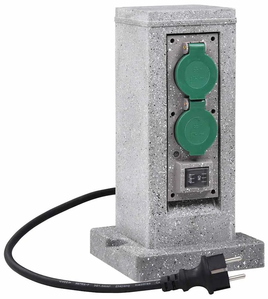 vidaXL Pilar de tomadas p/ jardim com sensor de crepúsculo plástico